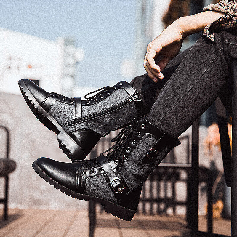 Bota de couro clássicas para homem