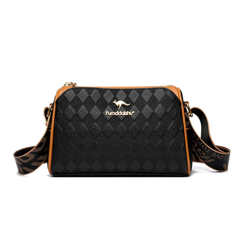 [Melhor presente para ela] Bolsa crossbody de 3 camadas com padrão de diamante moderno e grande capacidade