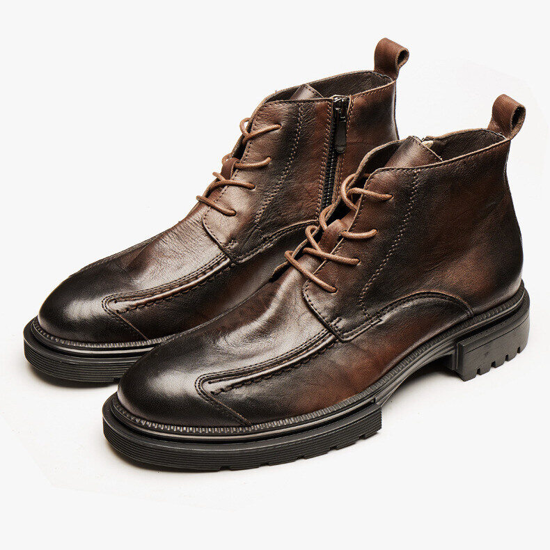 Bota de Pele Masculinas Retro Luxuosas