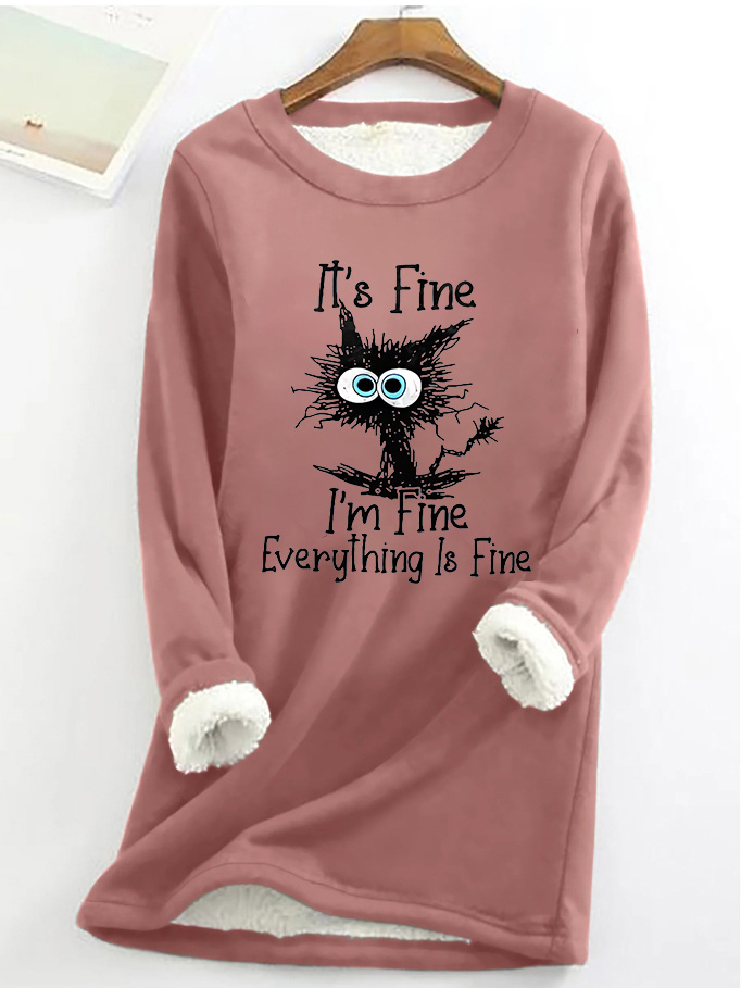 It's Fine I'm Fine Everything Is Fine Moletom feminino de lã estampado