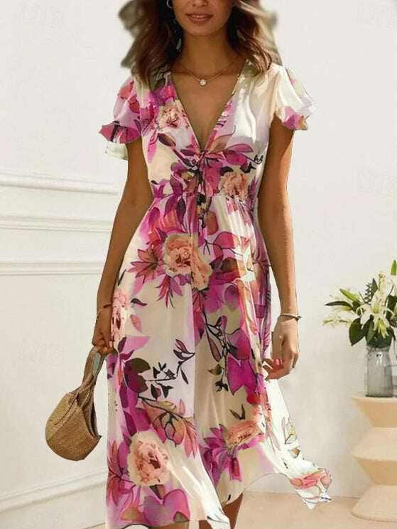 Vestido elegante com estampado floral