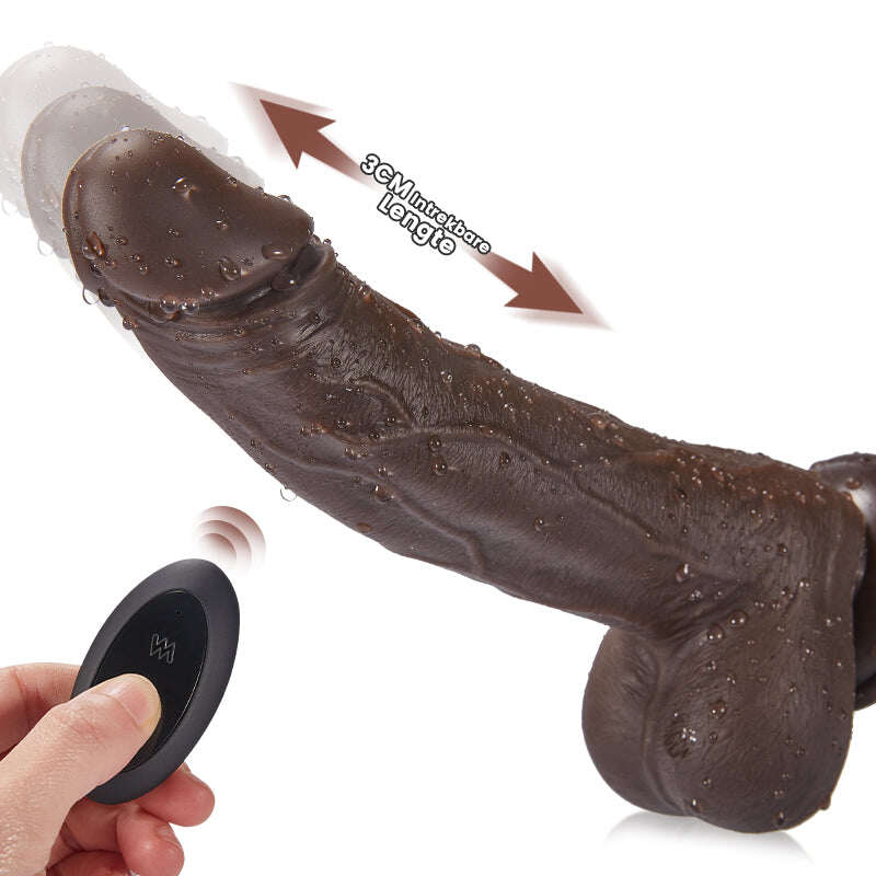 Velké černé realistické dildo 3v1 dálkové ovládání 18CM