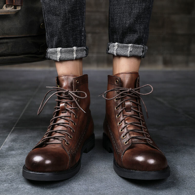 Bota de Couro Vintage Masculinas Clássicas
