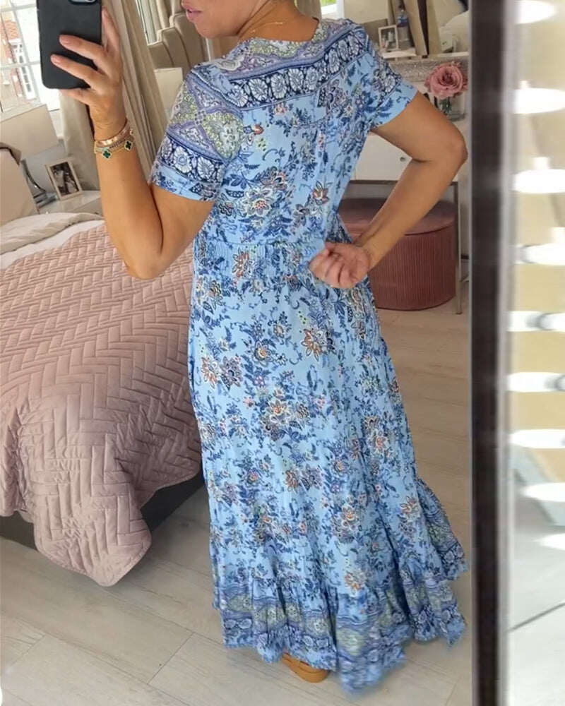 🔥Vestido decote em V com estampa floral