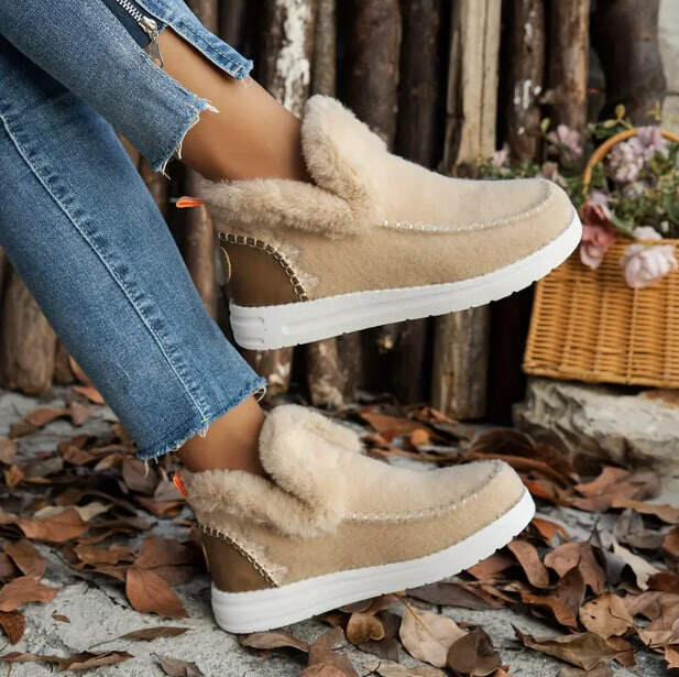 🥾Tênis slip-on macios e felpudos para pés confortáveis