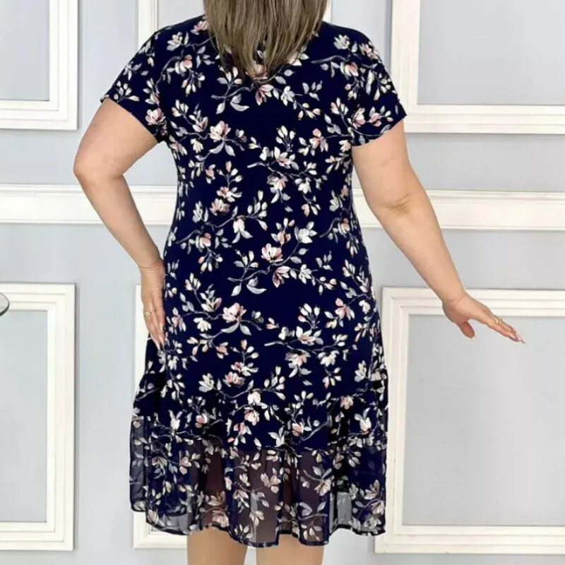 Compre 1 e ganhe 1 grátis💟【S-5XL】👗2024 Novo vestido com estampa floral moderno e elegante