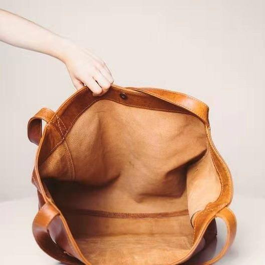 Bolsa de ombro feminina em couro vintage macio, couro macio encerado