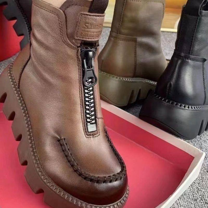 🔥Botas femininas curtas quentes em estilo retrô feitas de couro PU👢