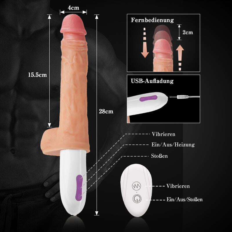 【HOT】 Stretch Lover Dildo 8 Teleskopické rotační vibrace a vyhřívání