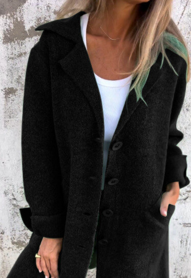 Cappotto lungo monopetto con revers casual