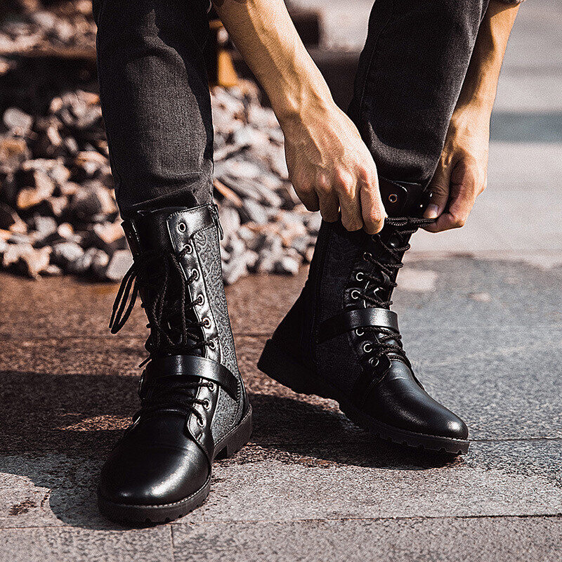 Bota de couro clássicas para homem