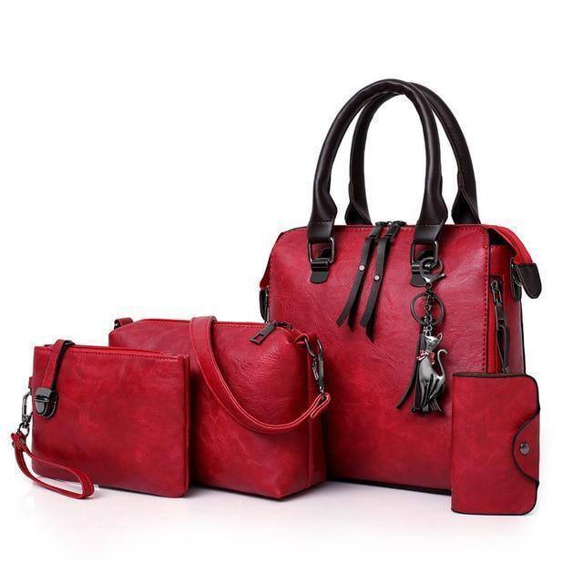 🔥Oferta Especial🔥 Conjunto de Saco de Couro Feminino (4 peças)