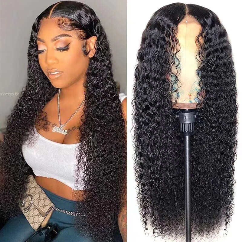 Jerry Curly 3×4 Lace Paróka -80%-os sűrűségű természetes fekete emberi haj