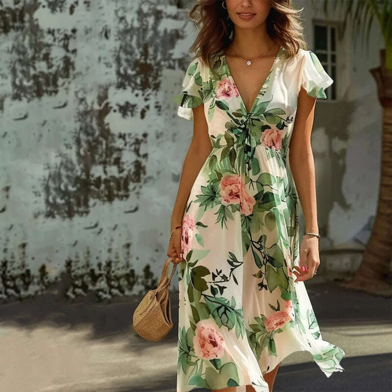 Vestido elegante com estampado floral