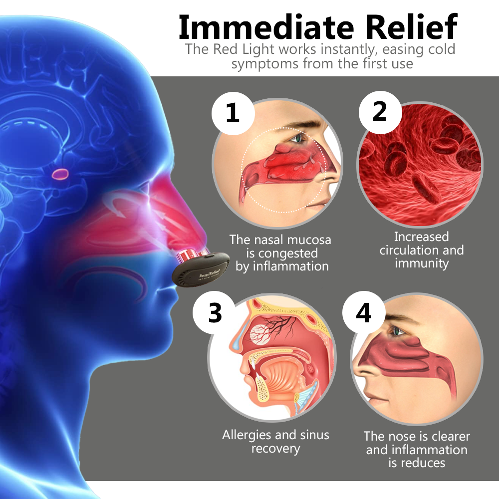 Instrumento de terapia nasal com luz vermelha Fivfivgo™ RespiRelief