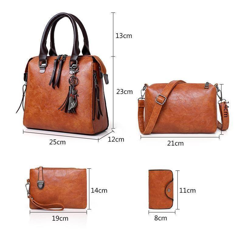 🔥Oferta Especial🔥 Conjunto de Saco de Couro Feminino (4 peças)
