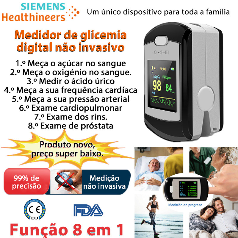 Medidor de glicose no sangue não invasivo SIEMENS Healthineers (função 8 em precisão de 1/99%)