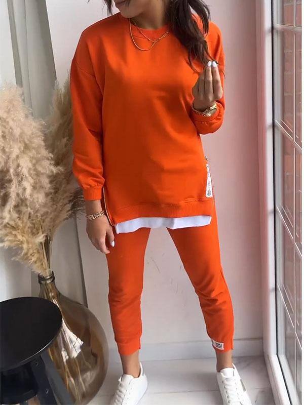 Femeii patchwork mock două piese set de top și pantaloni Sweatshirt