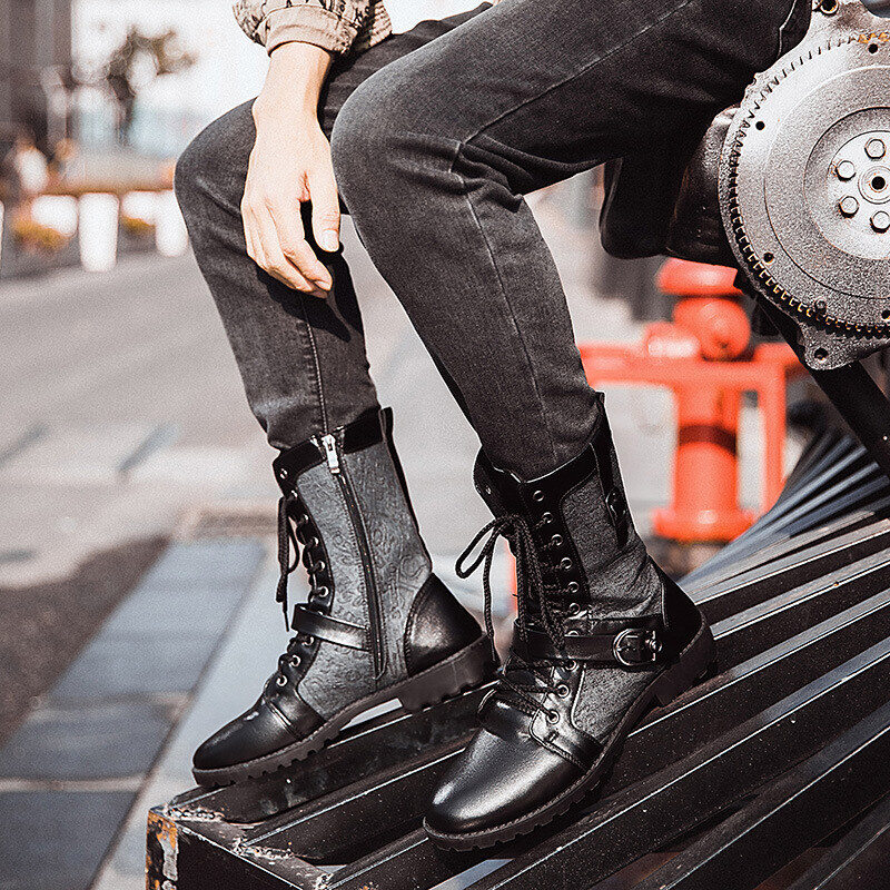 Bota de couro clássicas para homem