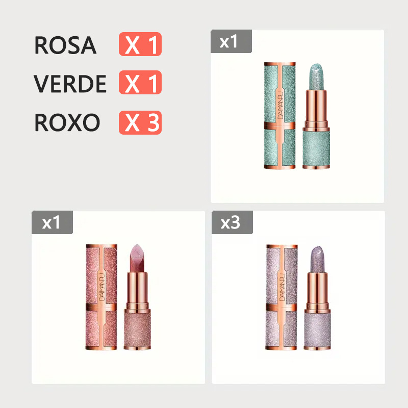 Batom ativo de 3 cores que muda de cor com acabamento aveludado brilhante de longa duração