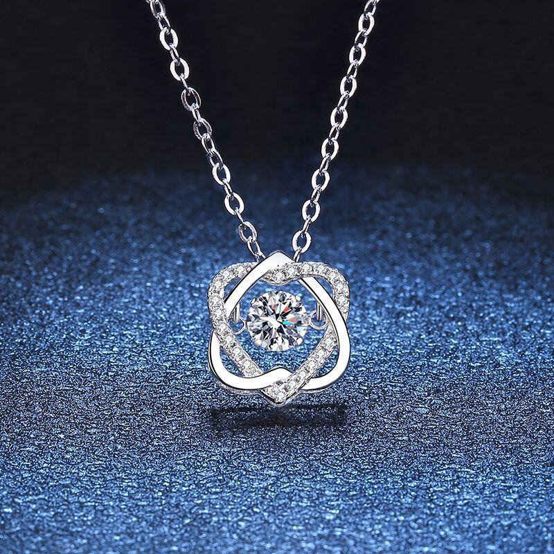 S925 prata moissanite estrela de seis pontas pingente inteligente moda batendo coração clavícula colar feminino moissanite colar feminino