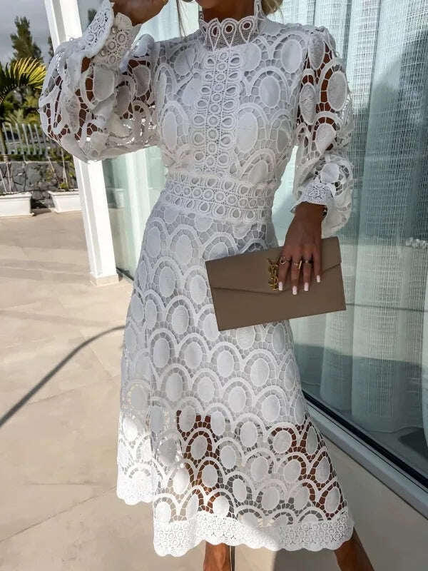 Vestido maxi de renda de alta qualidade