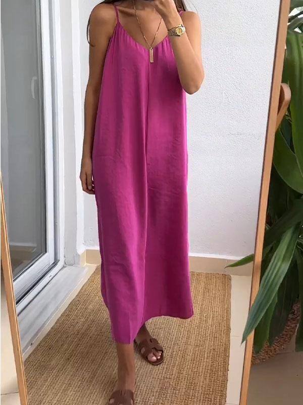 Vestido casual de cor sólida