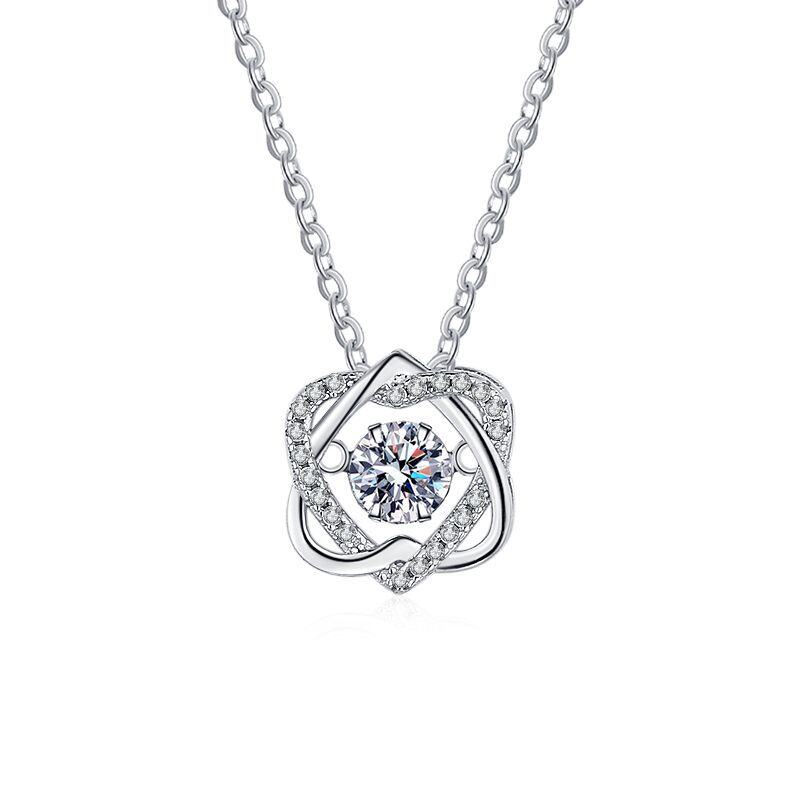 S925 prata moissanite estrela de seis pontas pingente inteligente moda batendo coração clavícula colar feminino moissanite colar feminino