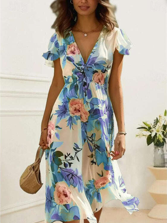 Vestido elegante com estampado floral