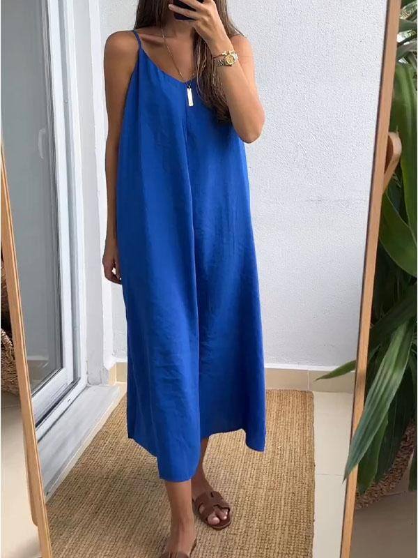 Vestido casual de cor sólida