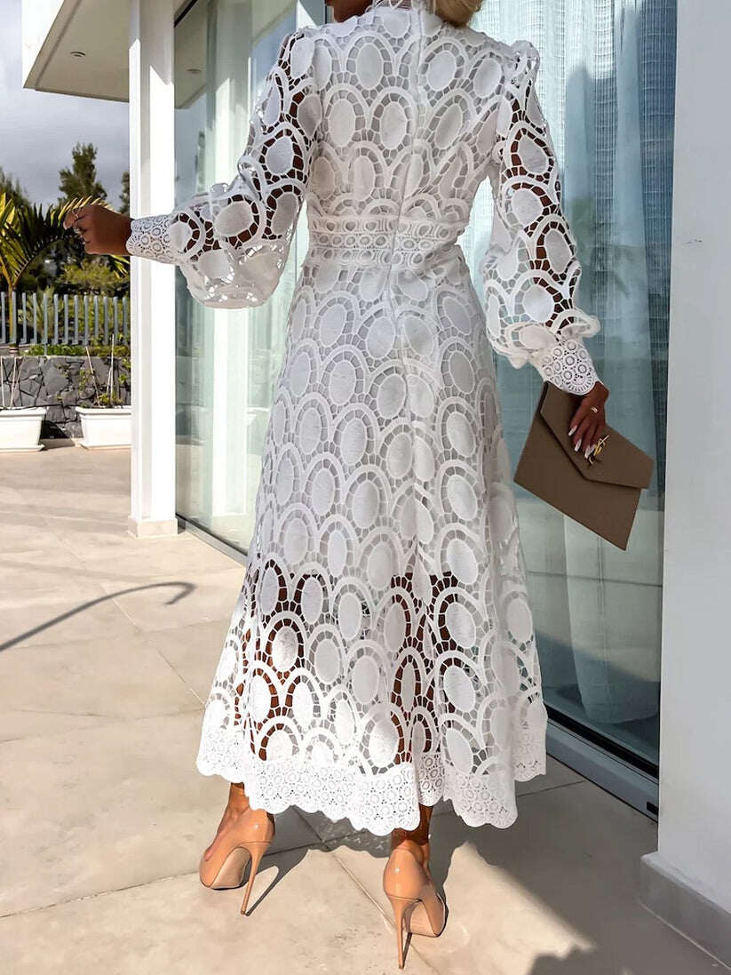 Vestido maxi de renda de alta qualidade