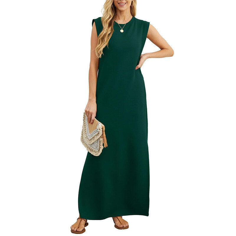 VESTIDO MAXI CASUAL FEMININO LARGO SEM VINCOS