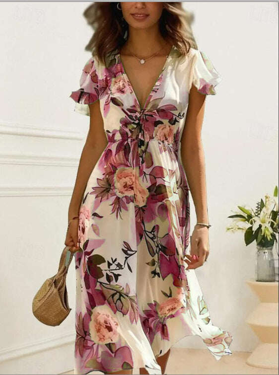 VESTIDO ELEGANTE COM PADRÃO DE FLOR