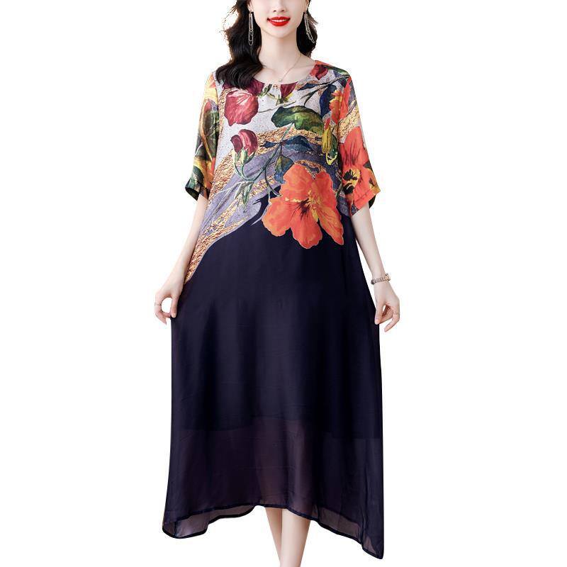 Vestido feminino elegante plus size com estampa floral 2024