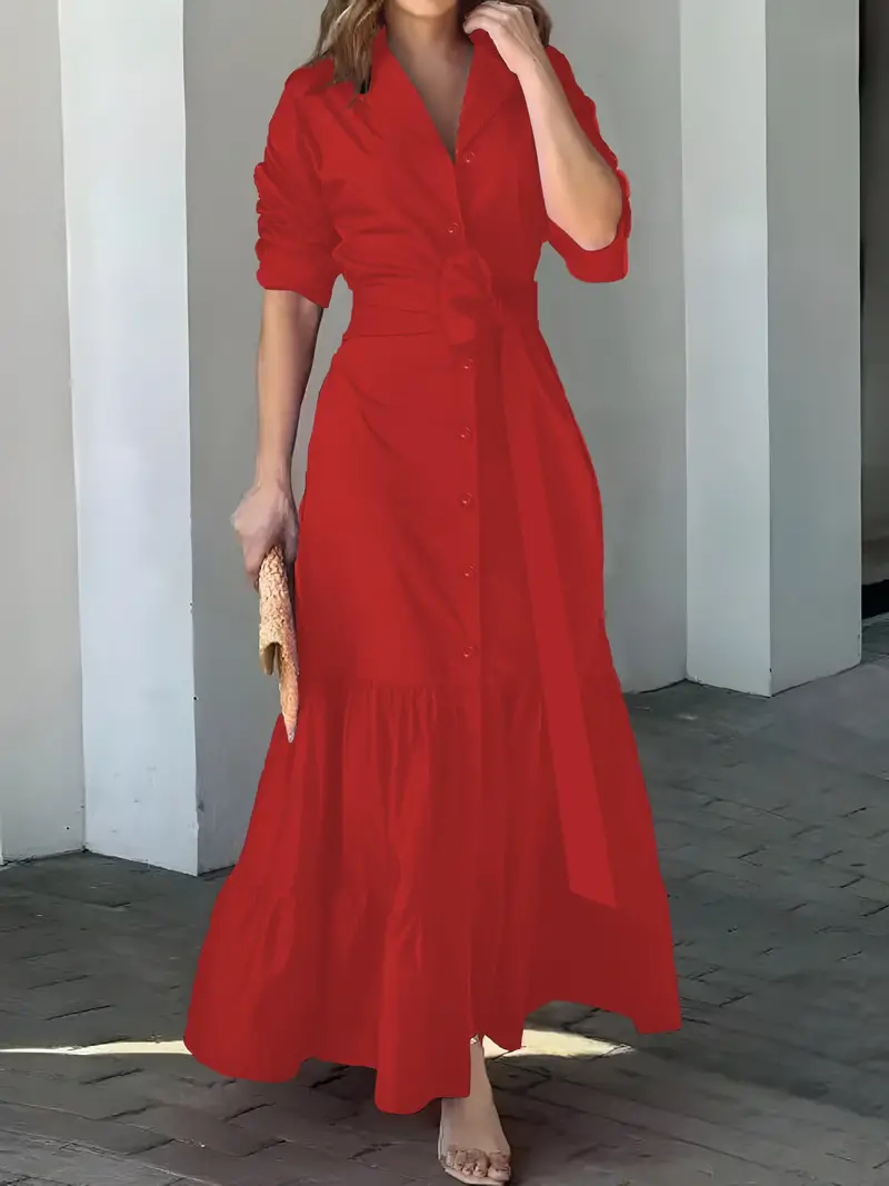 🔥Promoção com 49% de desconto🔥Vestido maxi chique com cinto