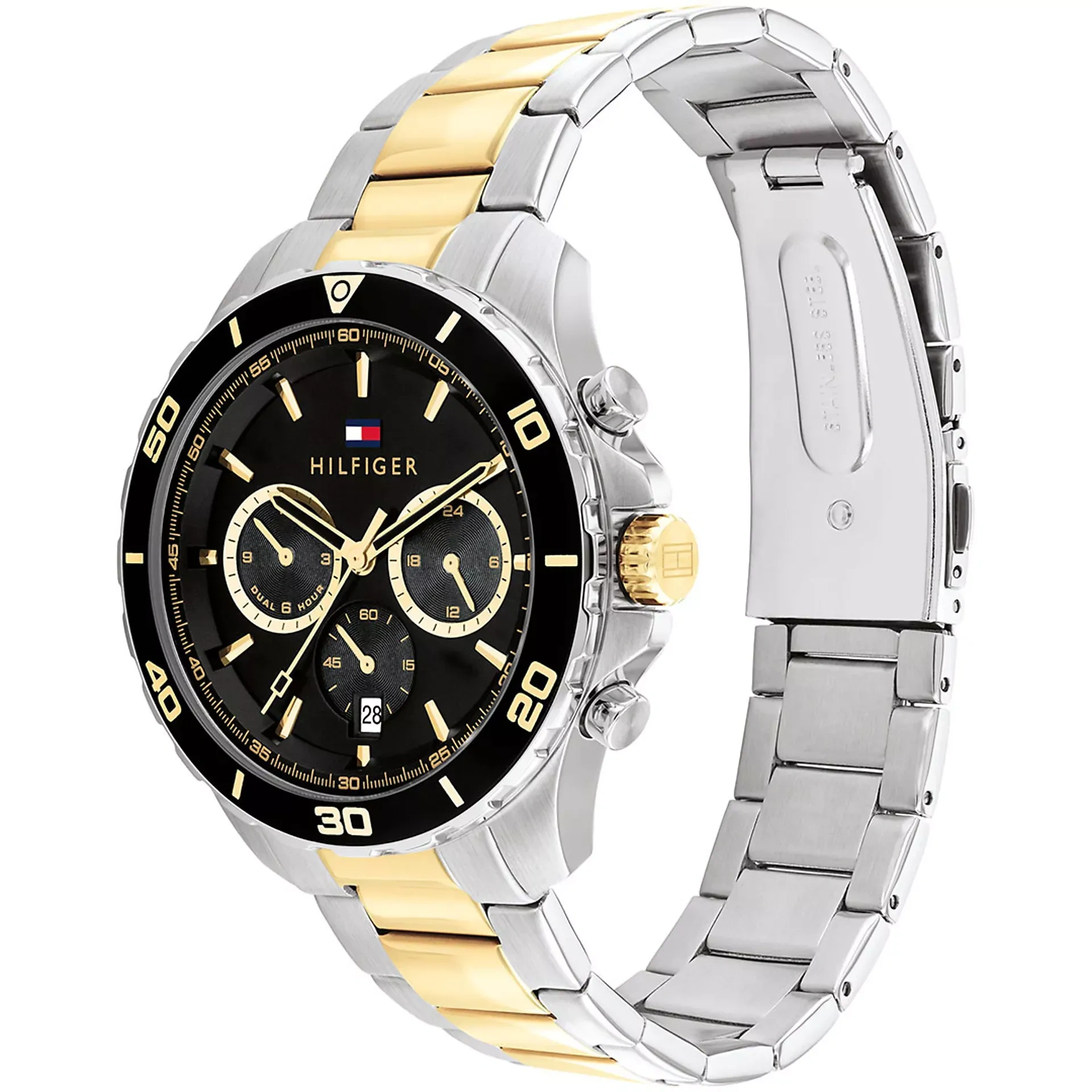 Tommy Hilfiger Reloj cronógrafo con pulsera de acero plateado para hombre