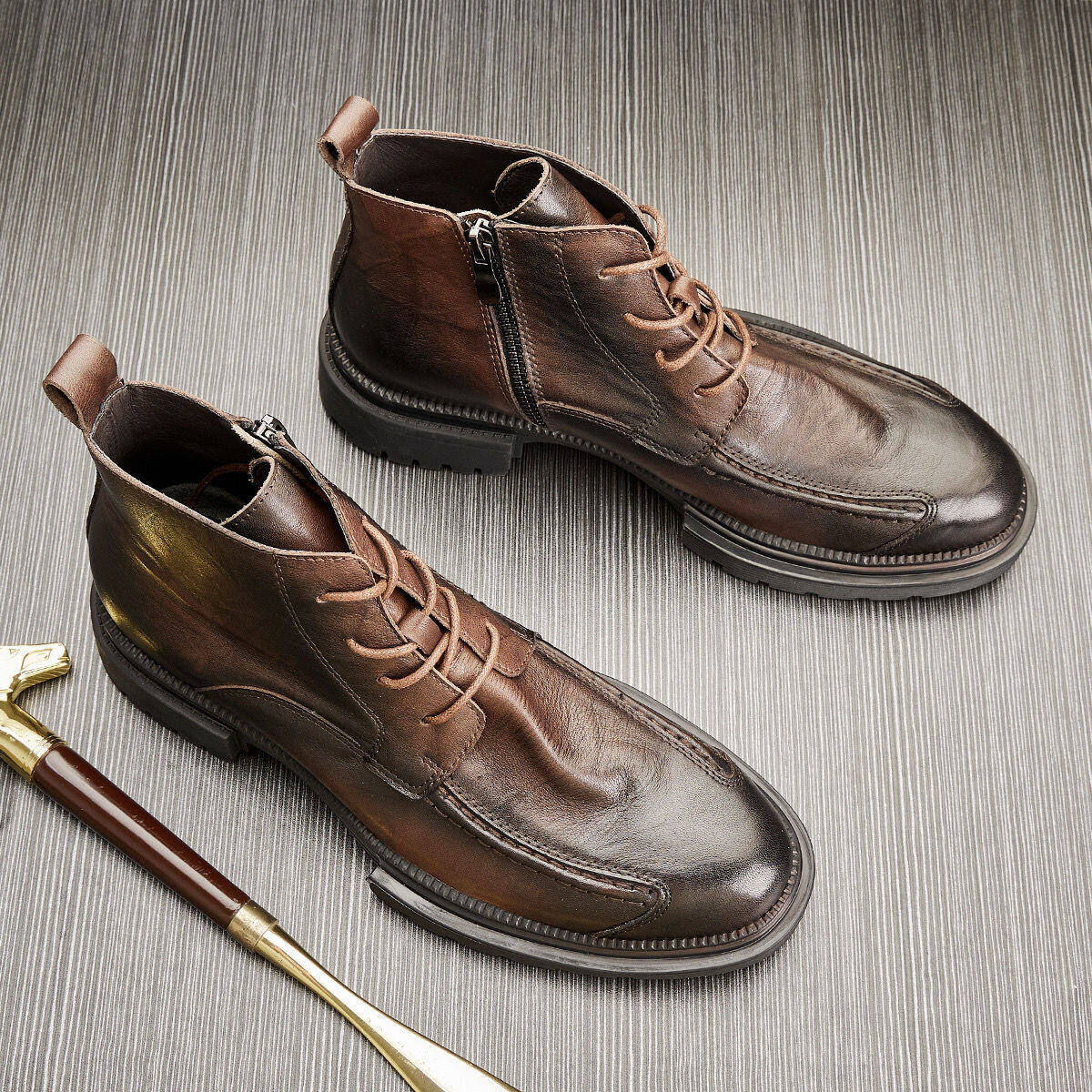 Bota de Pele Masculinas Retro Luxuosas
