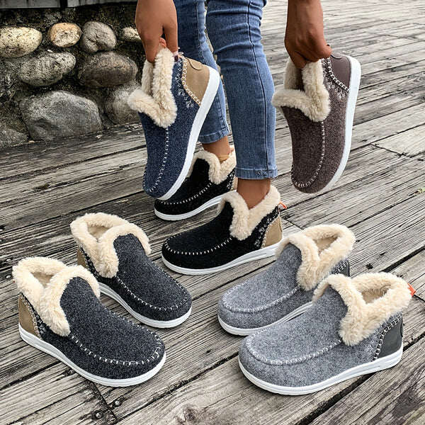 🥾Tênis slip-on macios e felpudos para pés confortáveis