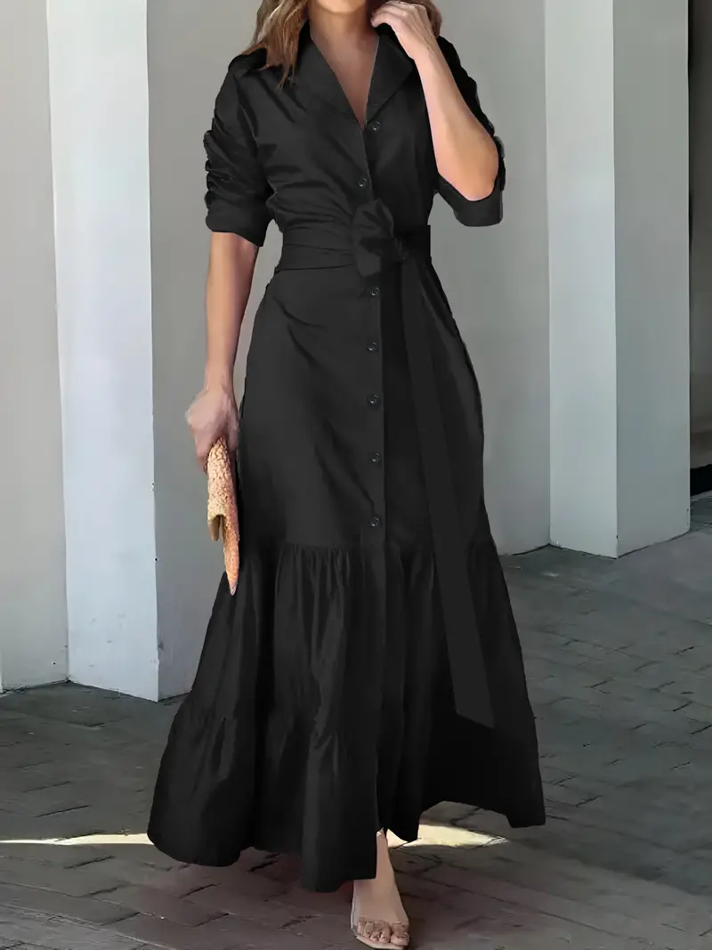 🔥Promoção com 49% de desconto🔥Vestido maxi chique com cinto