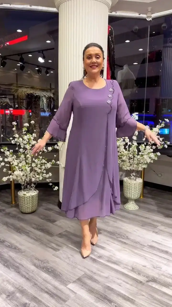 Rochie largă de culoare solidă