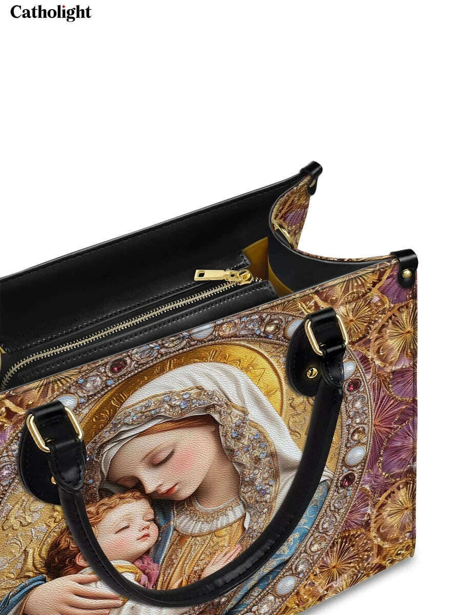 Catholight  Divine Madonna And Child Leather Bag