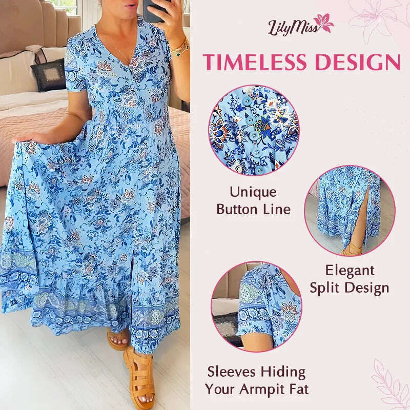 🔥Vestido decote em V com estampa floral