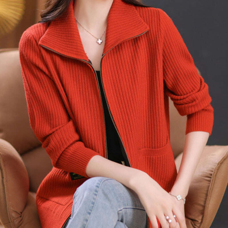 ❤️‍🔥Cardigan feminino de malha com zíper