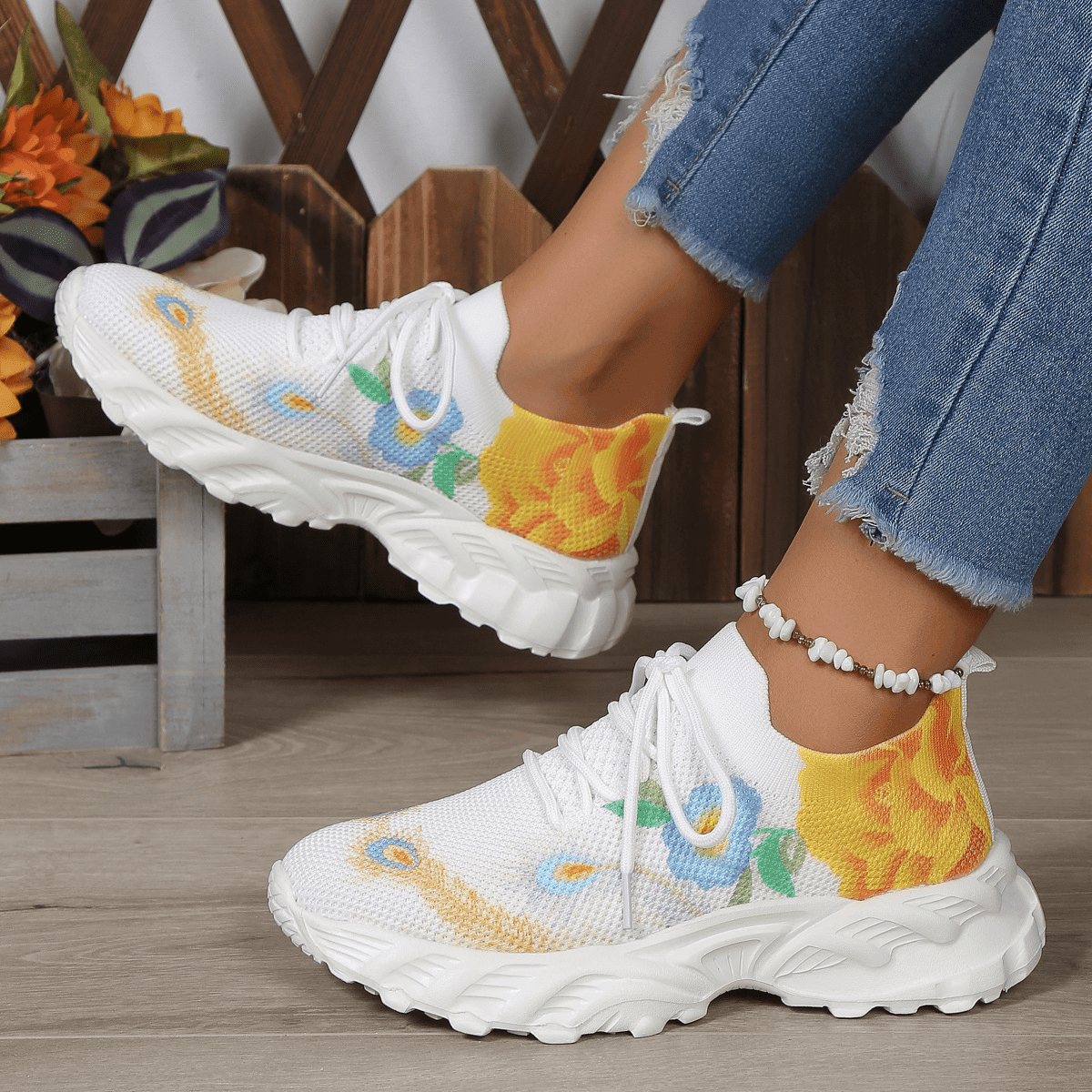 👟Utolsó napi INGYENES SZÁLLÍTÁS Akció 49% KEDVEZMÉNY — Virágmintás ortopéd tornacipők👟