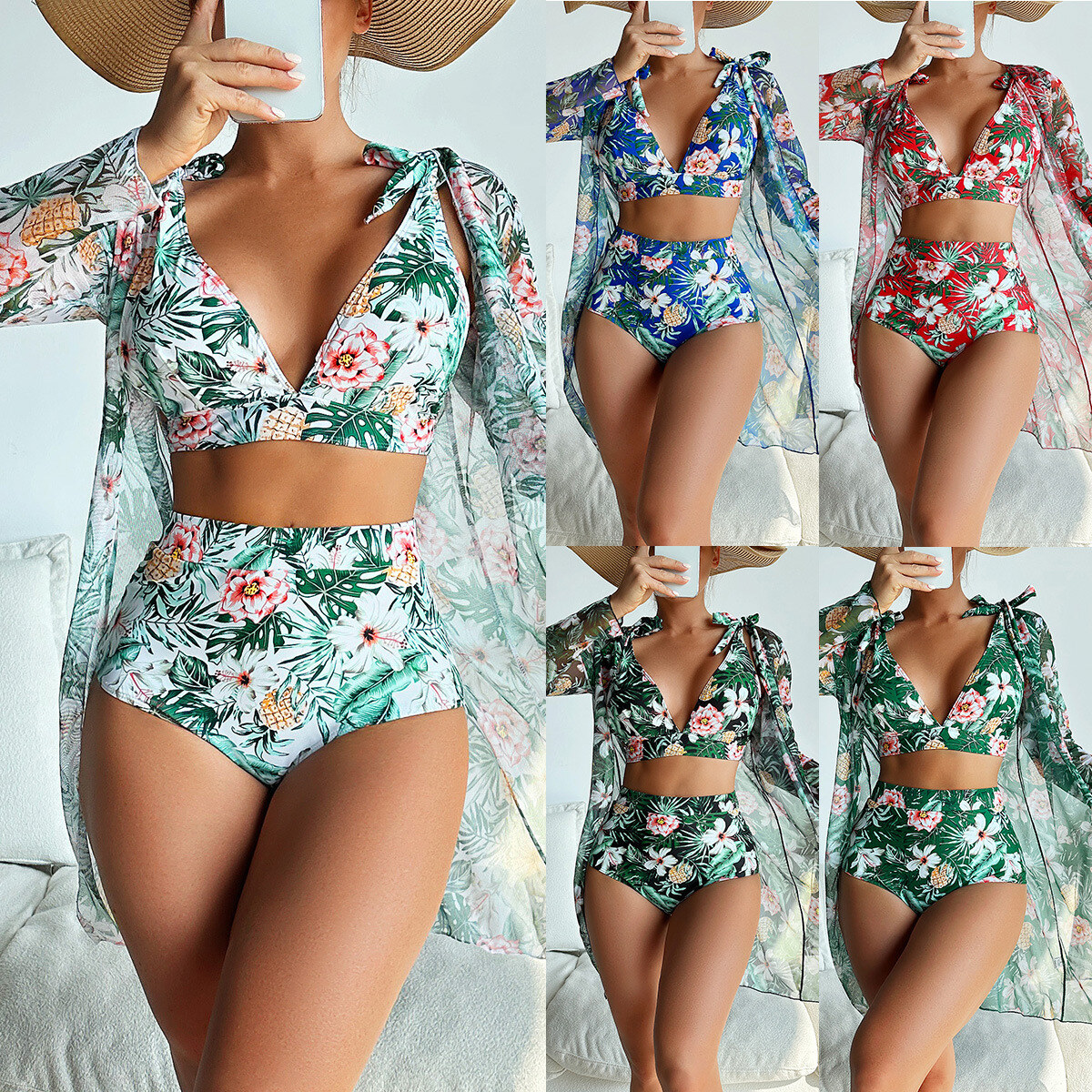 【✨Compre 1 e ganhe 1】👙 Novo maiô moderno de três peças, disponível em várias cores