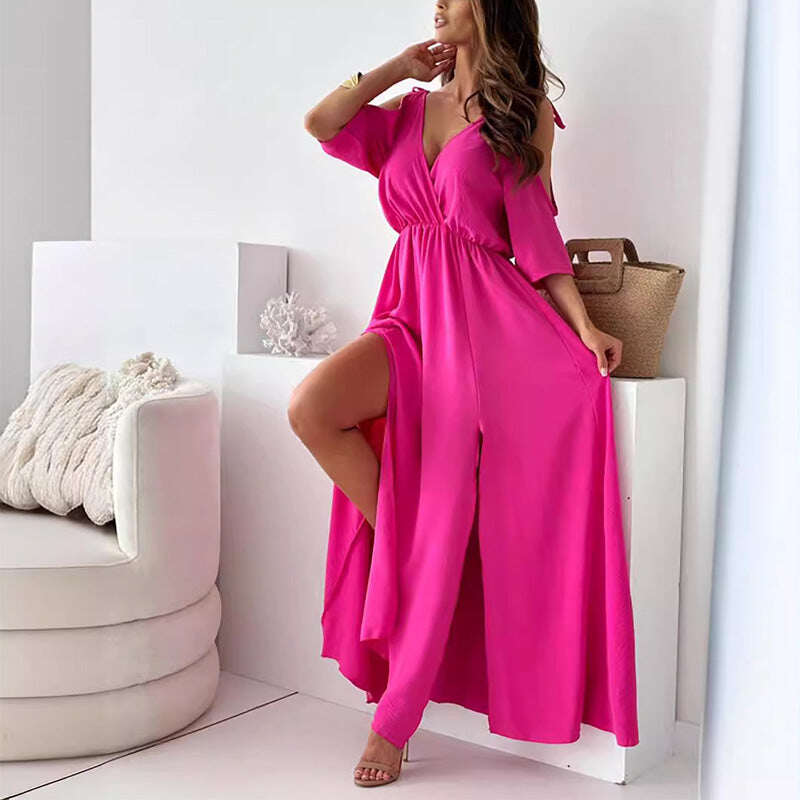 【💖Novos produtos de 2024】👗Vestido feminino elegante e sexy com decote em V