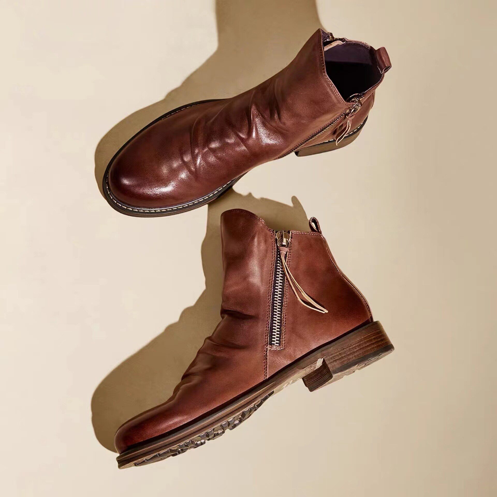 Novo Bota de couro com fecho de correr para homem | Oferta de metade do preço🔥