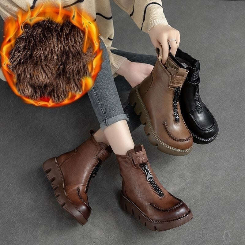 🔥Botas femininas curtas quentes em estilo retrô feitas de couro PU👢