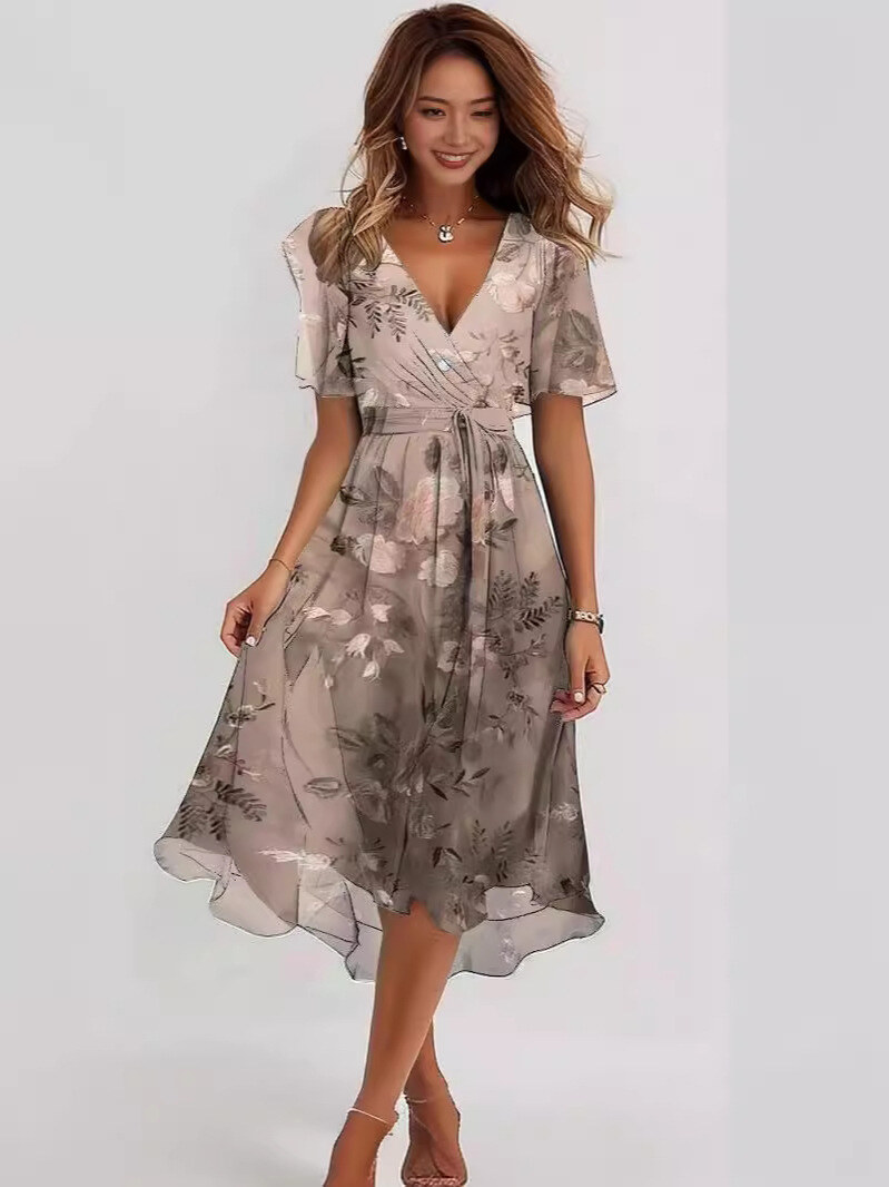 Vestido estampado em chiffon 2024