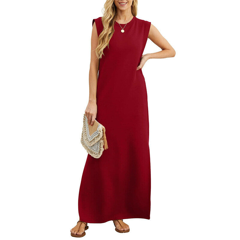 VESTIDO MAXI CASUAL FEMININO LARGO SEM VINCOS